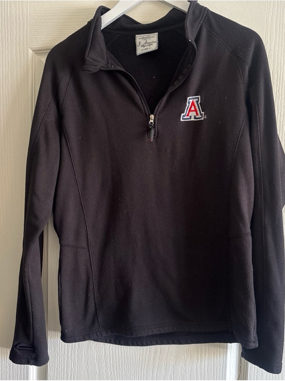 Vintage America Black Quarter-Zip Pullover with Red & White Patch